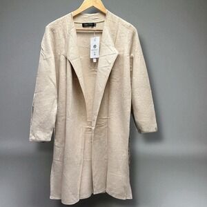 Merokeety Duster Cardigan Small Sand Long‎ Sleeve Waterfall Open Front
